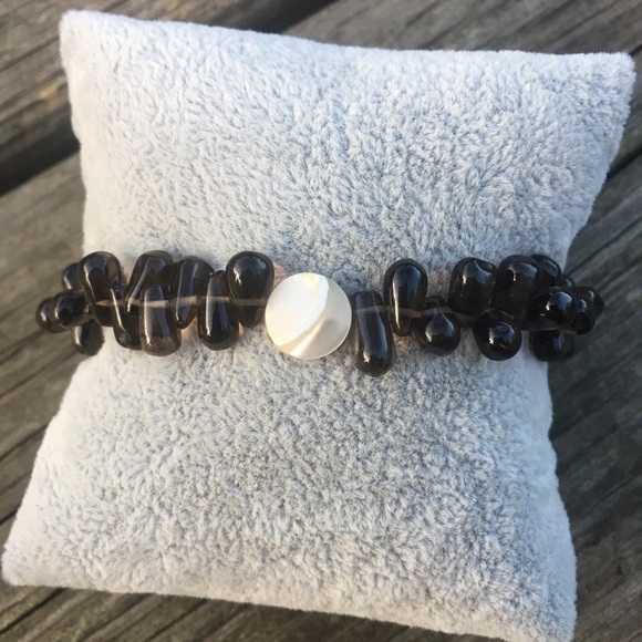 Smoky Quartz Gemstone Silver Necklace Bracelet - Picture 4 of 7